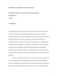 Mind and Language  Psychological Studies of Causal and Counterfactual Reasoning Jim Woodward