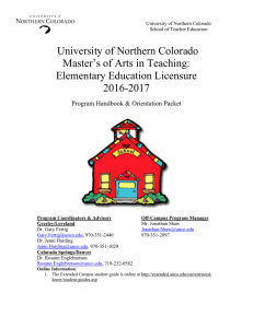 University of Northern Colorado Master’s of Arts in Teaching: Elementary Education Licensure