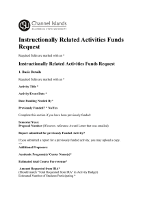 Instructionally Related Activities Funds Request Instructionally Related Activities Funds Request