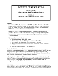 REQUEST FOR PROPOSALS University 398: Advanced Interdisciplinary Investigations