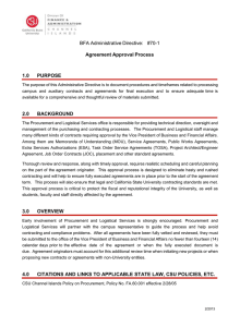 BFA Administrative Directive:   #70-1  Agreement Approval Process 1.0