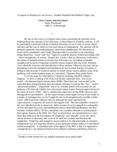 Metaphysics and Science  Laws, Causes, and Invariance James Woodward