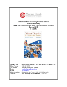California State University Channel Islands School of Nursing UNIV 392:
