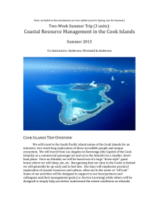 Coastal Resource Management in the Cook Islands  Summer 2015