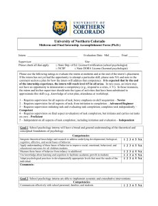 University of Northern Colorado Midterm and Final Internship Accomplishment Form (Ph.D.)