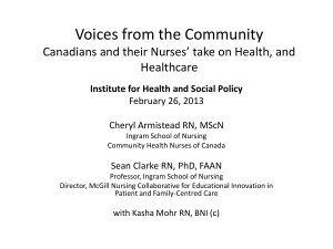 Voices from the Community Healthcare Institute for Health and Social Policy