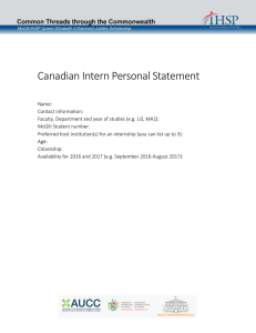 Canadian Intern Personal Statement