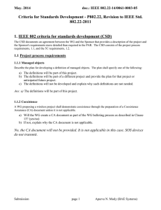 Criteria for Standards Development - P802.22, Revision to IEEE Std. 802.22-2011