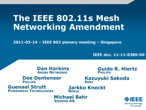 The IEEE 802.11s Mesh Networking Amendment Dan Harkins Guido R. Hiertz
