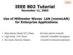 IEEE 802 Tutorial Use of Millimeter Waves  LAN (mmwLAN)