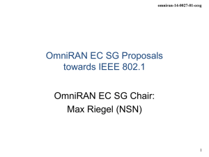 OmniRAN EC SG Proposals towards IEEE 802.1 OmniRAN EC SG Chair: