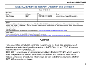 IEEE 802 Enhanced Network Detection and Selection omniran-13-0063-00-0000 Max Riegel NSN