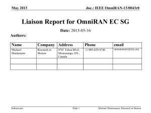 Liaison Report for OmniRAN EC SG Date: Authors: Name