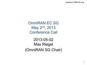 OmniRAN EC SG May 2 , 2013 Conference Call