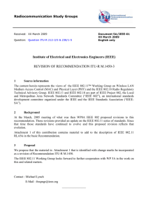 Institute of Electrical and Electronics Engineers (IEEE) Radiocommunication Study Groups
