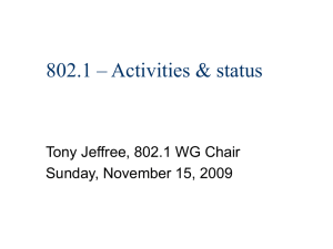 802.1 – Activities &amp; status Tony Jeffree, 802.1 WG Chair