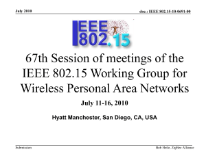 67th Session of meetings of the IEEE 802.15 Working Group for