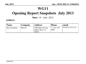 WG11 Opening Report Snapshots  July 2013 Date: Authors: