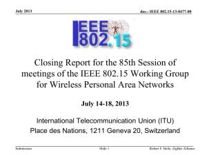 Closing Report for the 85th Session of