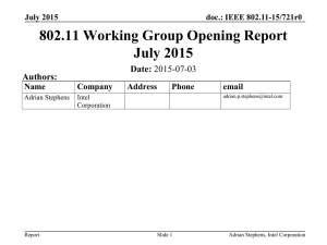 802.11 Working Group Opening Report July 2015 Date: Authors: