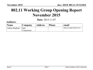 802.11 Working Group Opening Report November 2015 Date: Authors: