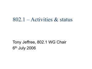 802.1 – Activities &amp; status Tony Jeffree, 802.1 WG Chair 6 July 2006