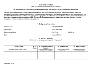 SKIDMORE COLLEGE Position Questionnaire for Exempt Staff Positions