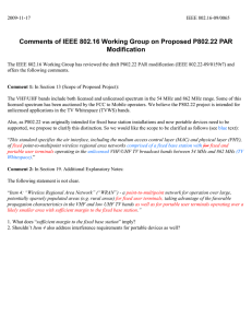 Comments of IEEE 802.16 Working Group on Proposed P802.22 PAR Modification