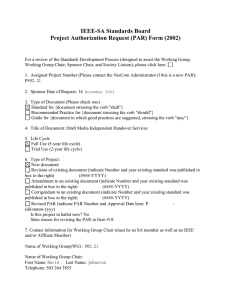 IEEE-SA Standards Board Project Authorization Request (PAR) Form (2002)