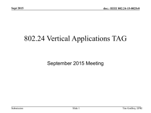802.24 Vertical Applications TAG September 2015 Meeting Sept 2015 doc.: IEEE 802.24-15-0025r0
