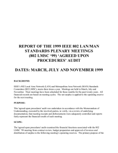 REPORT OF THE 1999 IEEE 802 LAN/MAN STANDARDS PLENARY MEETINGS PROCEDURES’ AUDIT