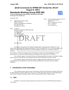 Standards Working Group IEEE 802 August 9, 2001] August 2001