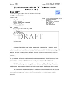 IEEE 802   [Draft Comments for NPRM OET Docket No. 99-231