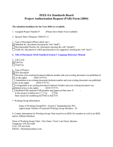 IEEE-SA Standards Board Project Authorization Request (PAR) Form (2004)