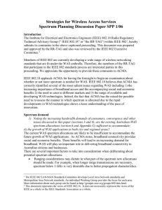 Strategies for Wireless Access Services Spectrum Planning Discussion Paper SPP 1/06