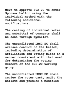Move to approve 802.20 to enter Sponsor ballot using the following additional