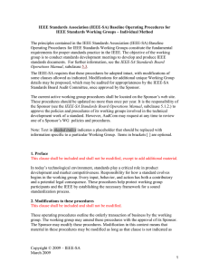 IEEE Standards Association (IEEE-SA) Baseline Operating Procedures for