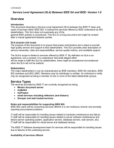 Overview Service Level Agreement (SLA) Between IEEE SA and IEEE- Version...