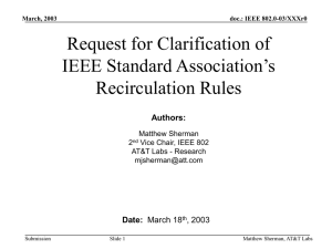 Request for Clarification of IEEE Standard Association’s Recirculation Rules Authors: