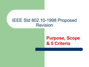 IEEE Std 802.10-1998 Proposed Revision Purpose, Scope &amp; 5 Criteria