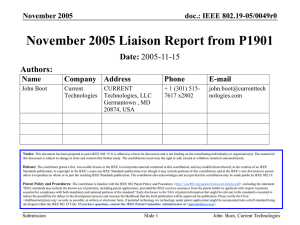 November 2005 Liaison Report from P1901 Date: Authors: doc.: IEEE 802.19-05/0049r0