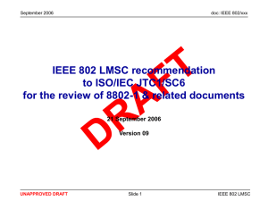 IEEE 802 LMSC recommendation to ISO/IEC JTC1/SC6 21 September 2006