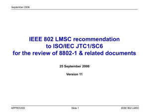 IEEE 802 LMSC recommendation to ISO/IEC JTC1/SC6 25 September 2006