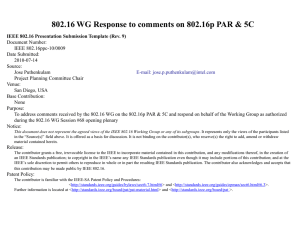 802.16 WG Response to comments on 802.16p PAR &amp; 5C