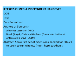IEEE 802.21 MEDIA INDEPENDENT HANDOVER DCN: Title: Date Submitted: