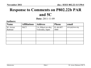 Response to Comments on P802.22b PAR and 5C Date: Authors: