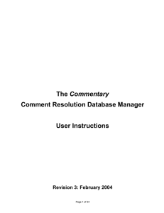 Commentary Comment Resolution Database Manager User Instructions