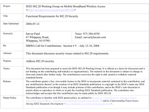 IEEE 802.20 Working Group on Mobile Broadband Wireless Access &lt; &gt;