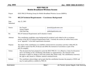 July, 2003 doc.: IEEE C802.20-03/61r1 IEEE P802.20 Mobile Broadband Wireless Access