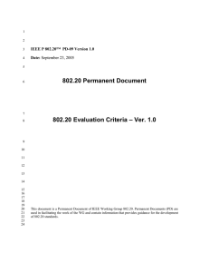 802.20 Permanent Document  – Ver. 1.0 802.20 Evaluation Criteria
